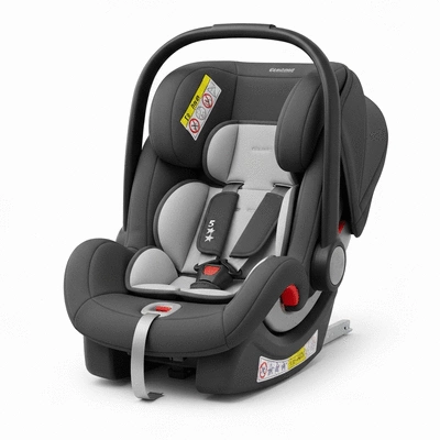 Child car seat with 5-star rating displayed, clean background, no text, no words, no typography, no labels, clean image